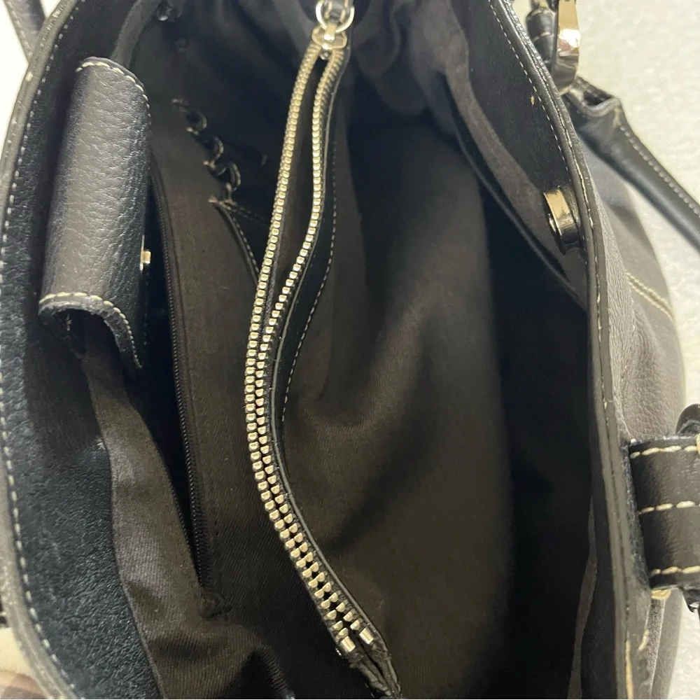 NORDSTROM Black Pebbled Leather BOHO Satchel Purse. Like new.